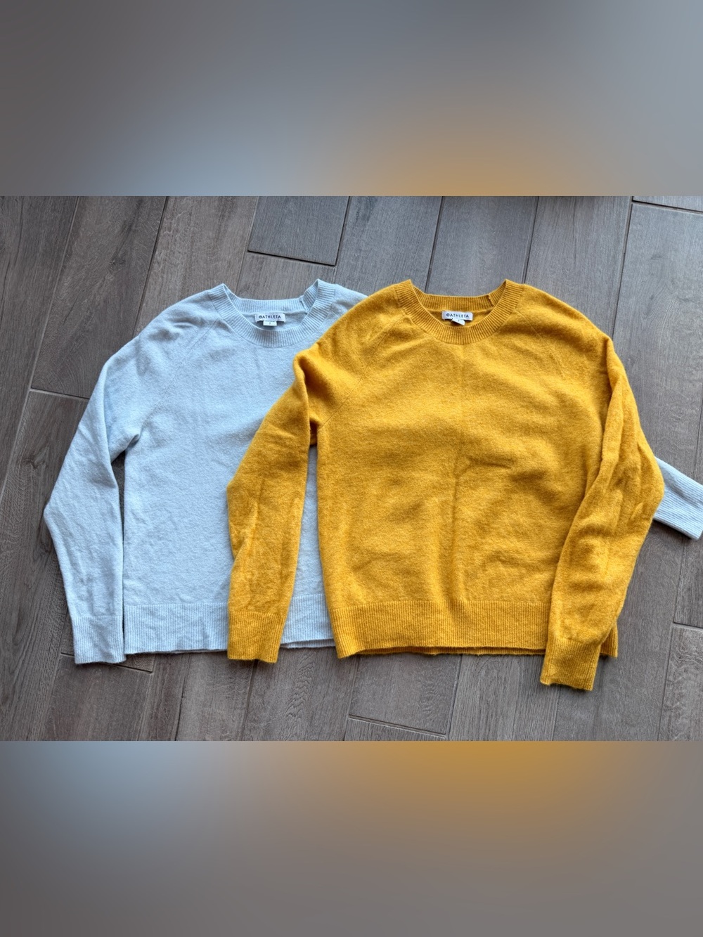 Athleta Women’s Merino Wool Crewneck Sweater Set, Small, Ice Blue and Gold